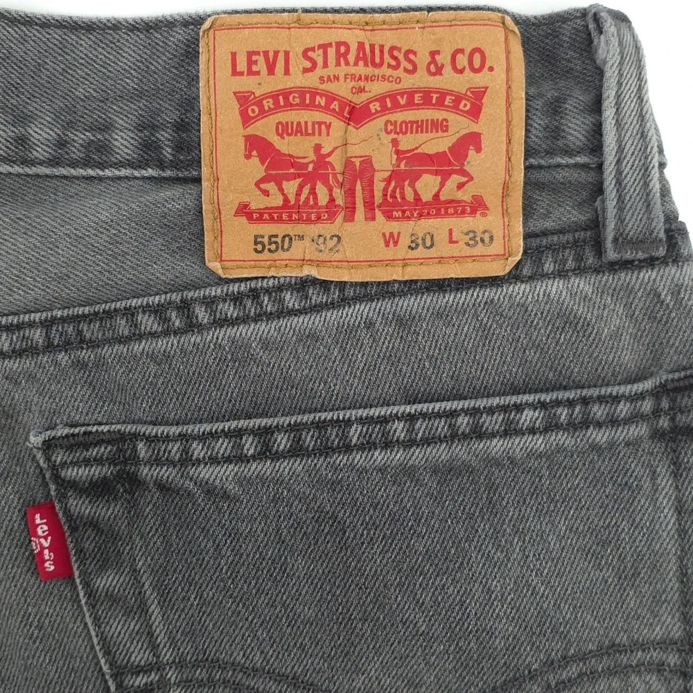 Levi's Mens Jeans 550‎ '92 W30 L30 Gray Relaxed Tapered Denim